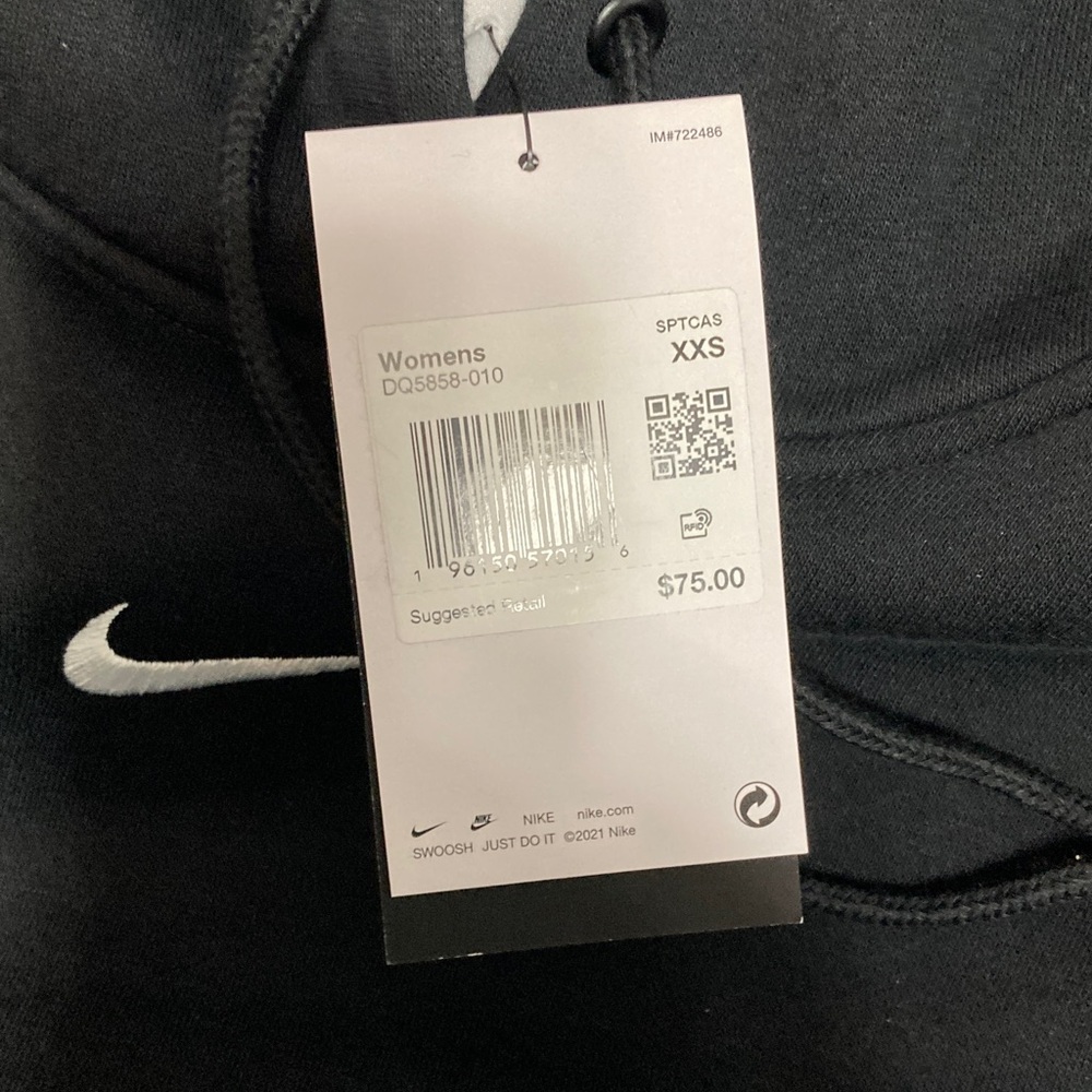 Nike Black Hoodie with Swoosh Logo womens XXS - Picture 2 of 8